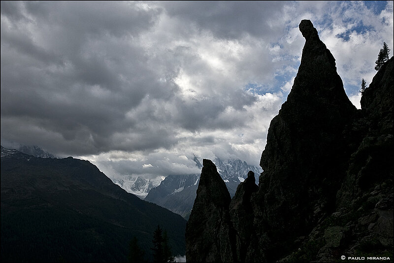 Aiguillette d'Argentière, junto ao qual começam as famosas escadas de metal do trecho entre Tré-le-Champ e o Refúgio la Flégère.